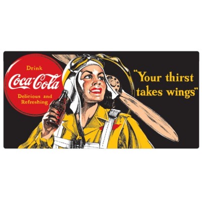 Enseigne Coca-Cola avec relief / Aviatrice